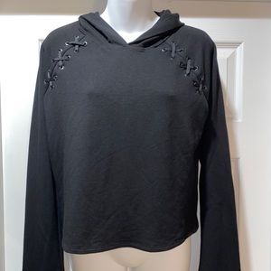 Garage cropped black hoodie Size L